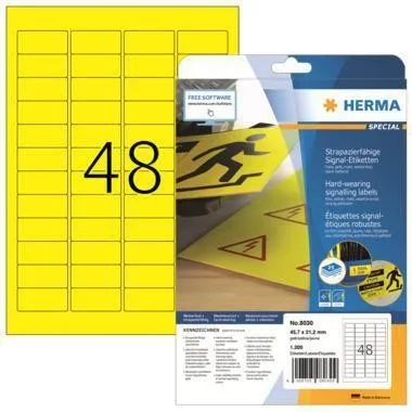 Herma Étiquette adhésive Folienetikett 8030 45,7 x 21,2 mm jaune 1 200 pièces/paquet