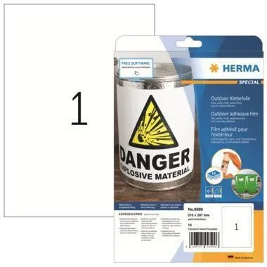 Étiquette adhésive en film Herma 9500 210 x 297 mm blanc 10 pièces/pack — lot de 10 pièces