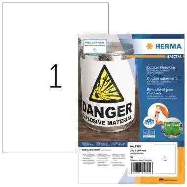 Étiquette extérieure HERMA DIN A4 blanc 50 pièces/paquet — lot de 50