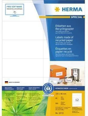 Herma Étiquette 10733 RC 105x48mm naturel blanc 960 étiquettes