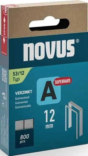 Agrafes pour fil fin Type 53 - Largeur de bride 11,3 mm - Longueur de jambe 12 mm - 0,75 mm - super dur - 800 pièces NOVUS — lot de 800 pièces