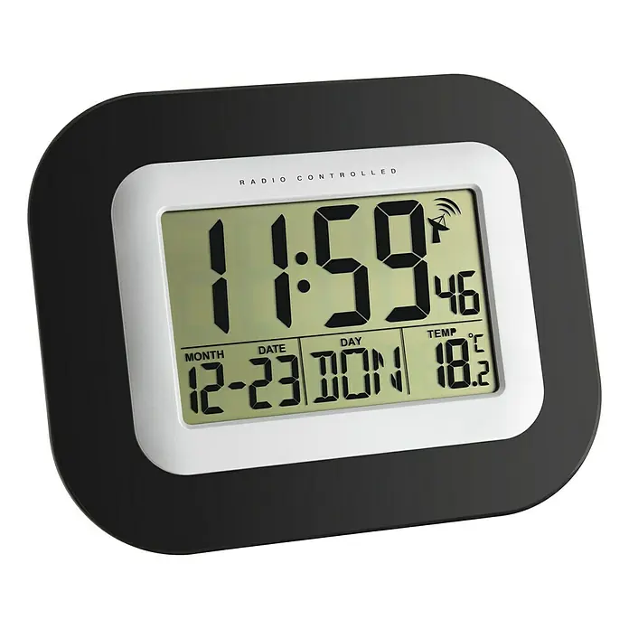 TFA® Horloge radio numérique murale 60.4503 noir/argent