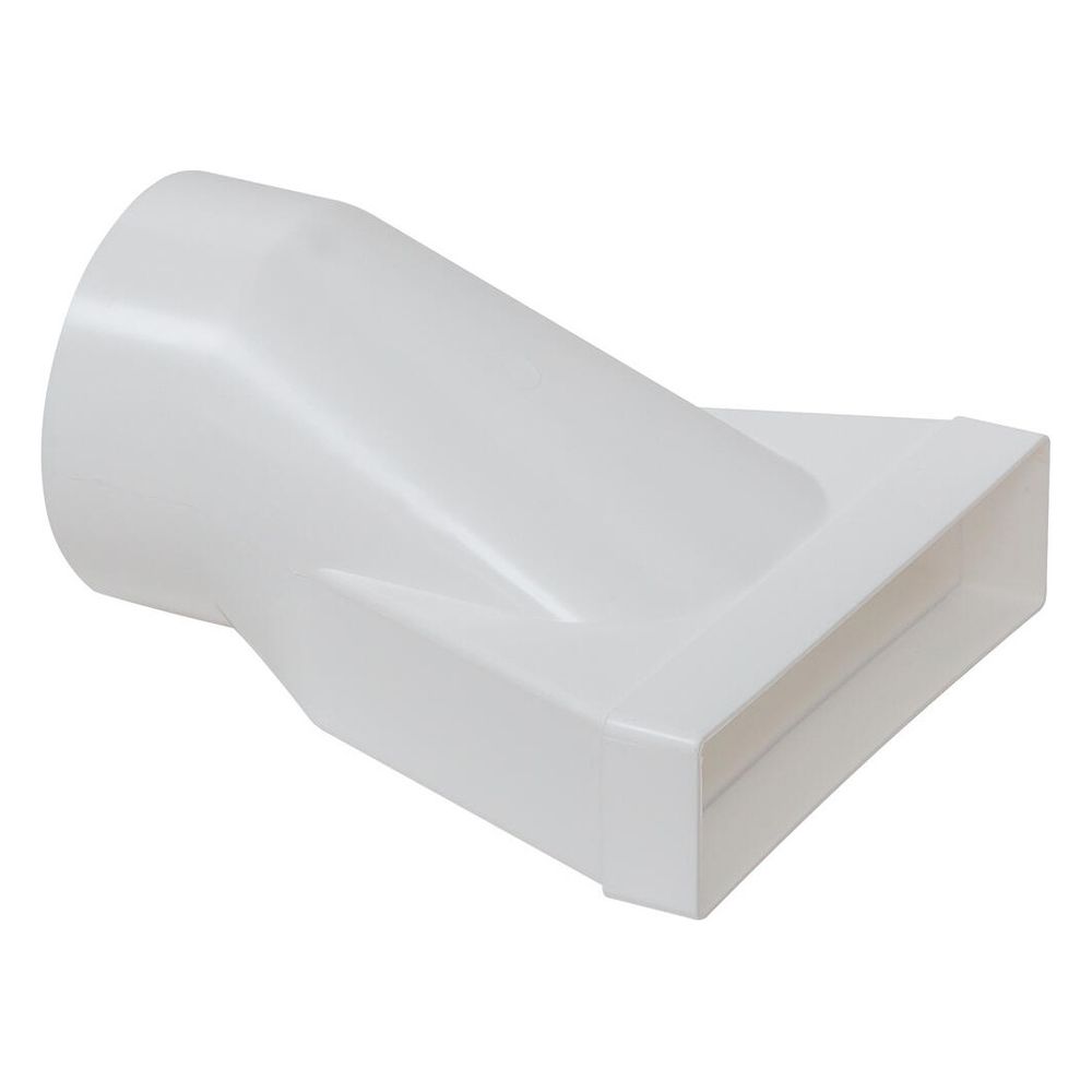 Pièce de transition Helios FUE 125 pour conduit plat, DN 125 vers rectangulaire, avec manchon, plastique, blanc