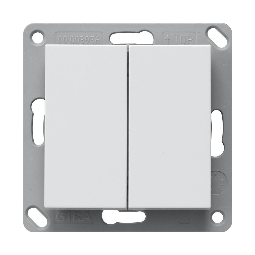 Émetteur mural sans pile Gira Système 55, 2 touches, blanc pur satiné, 242227