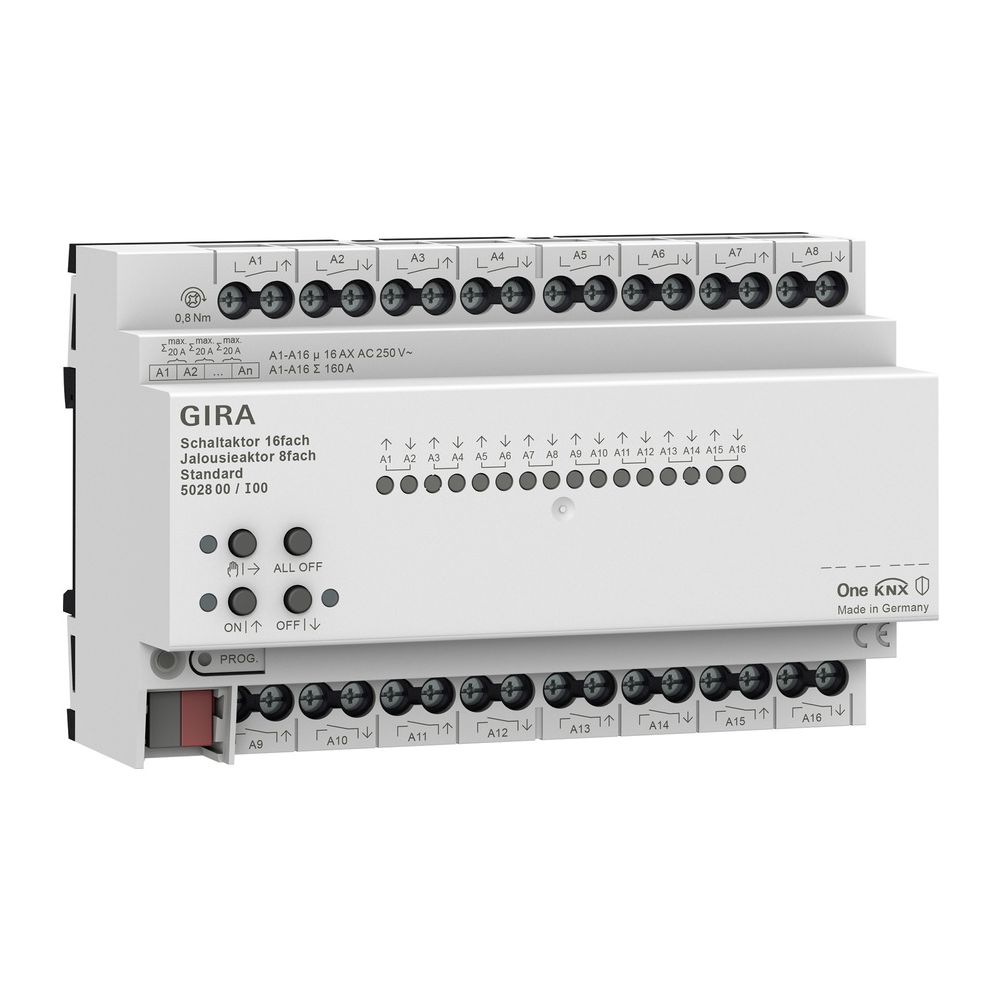 Gira 502800 Actionneur KNX 16 canaux 16 A / Actionneur de stores 8 canaux 16 A Standard