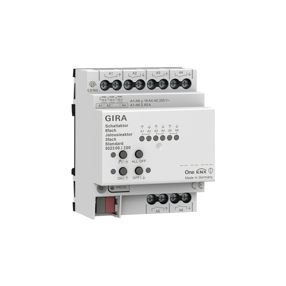 Gira 502300 Actionneur KNX 6 canaux 16 A / Actionneur stores 3 canaux 16 A, Standard