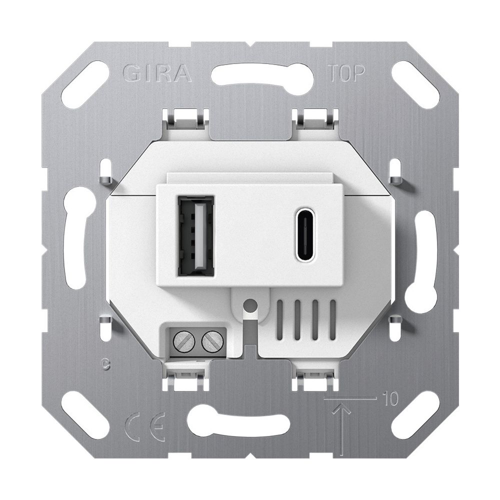 Alimentation USB Gira 2 prises (Type A/C) encastrée, blanc, 234900