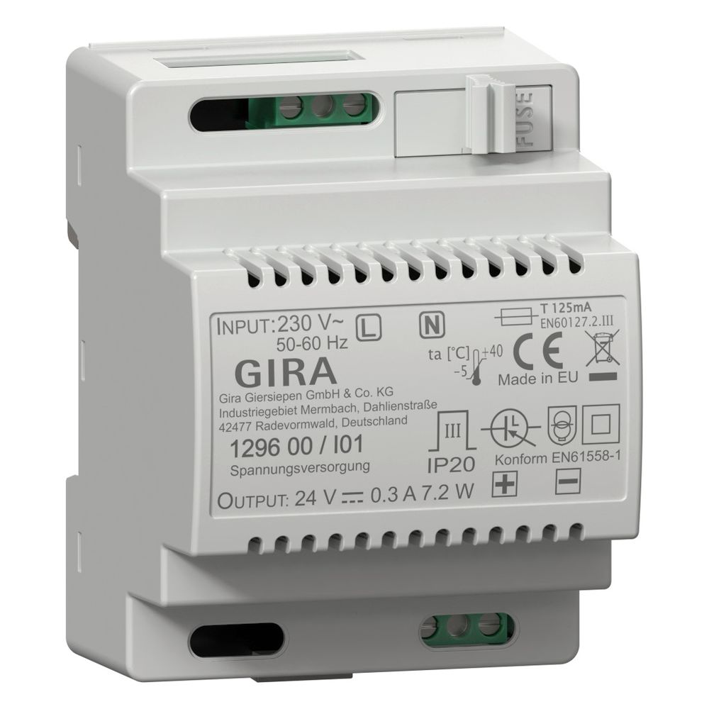 Alimentation électrique Gira 24V DC, 300 mA, REG, référence 129600
