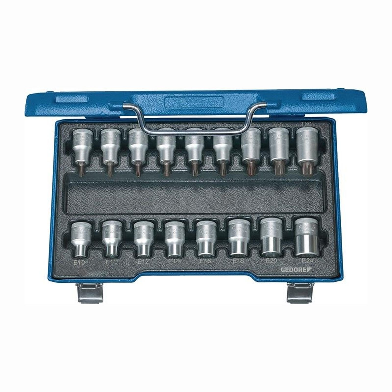 Jeu de douilles GEDORE ITX 19 TX-017 17 pièces 1/2" T20 - T60/E10 - E24 — lot de 17