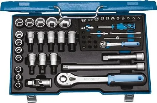 Jeu de douilles Gedore 19 V20U-10 50 pièces 1/4" + 1/2" SW 4-30 mm Z.72/48 6 pans