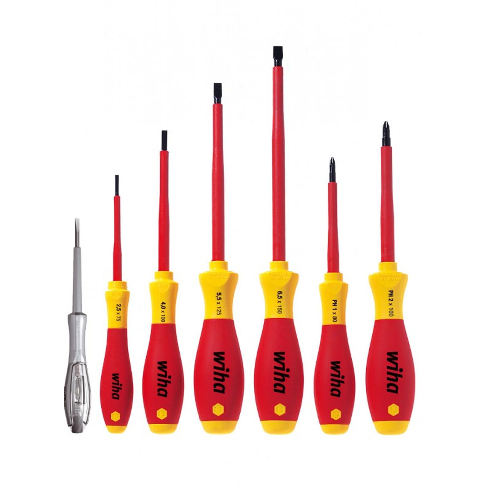 Jeu de tournevis Wiha SoftFinish® electric (fente, Phillips) - Set 7 pièces