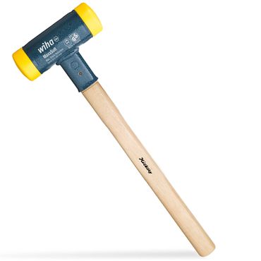 Marteau de frappe Wiha anti-rebond, tête mi-dure avec manche en bois de hickory, tête ronde 80, 880 mm (02101)