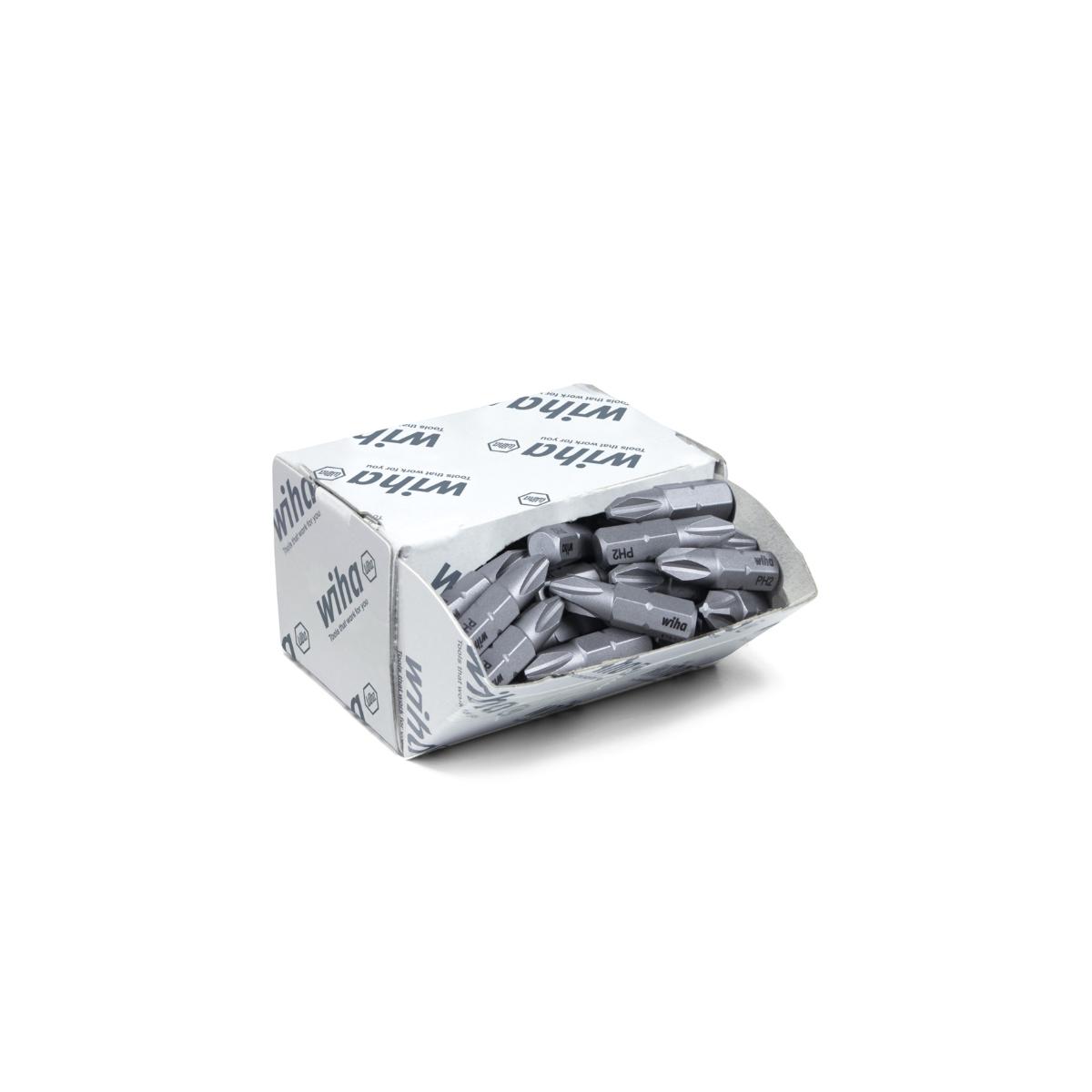 Wiha Set de bits Standard 25 mm Phillips (PH2) 50 pièces en grand emballage