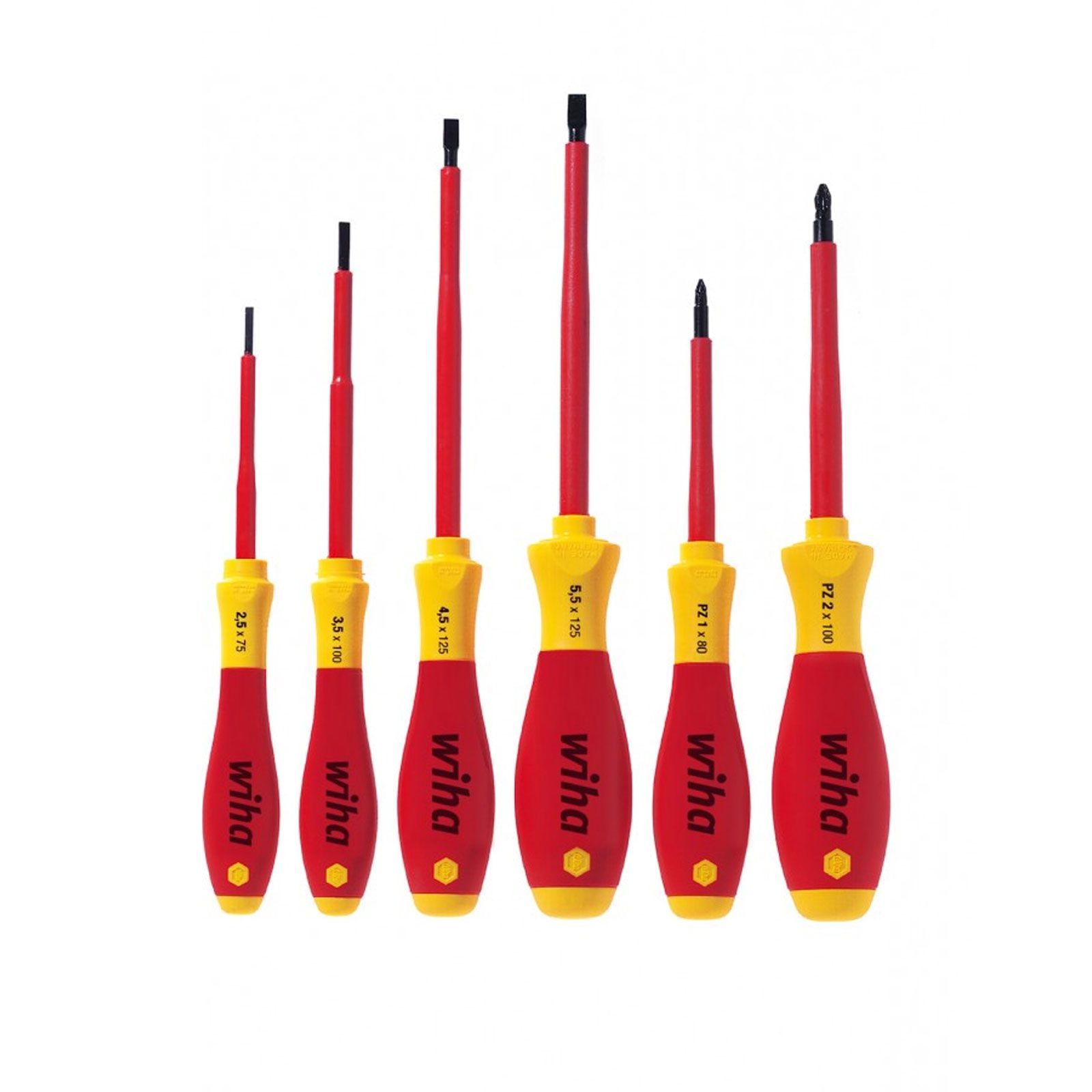 Jeu de tournevis Wiha SoftFinish electric - Fente et Pozidriv 6 pièces