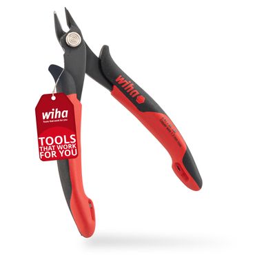 Pince coupante électronique Wiha large, tête pointue sans biseau - Emballage blister - 5 pièces