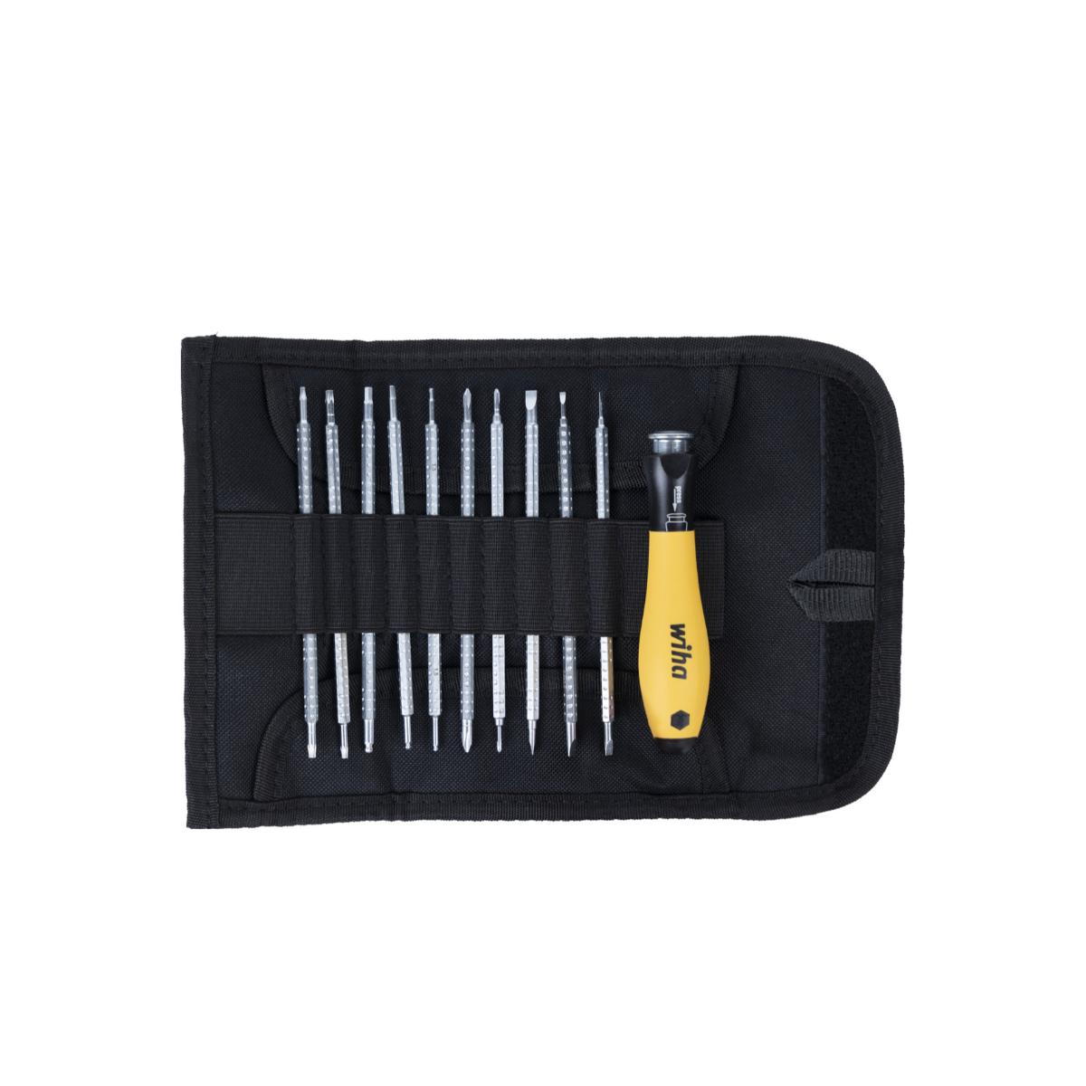 Jeu de tournevis à lames interchangeables Wiha SYSTEM 4 ESD 12 pièces avec pochette en rouleau (31499)