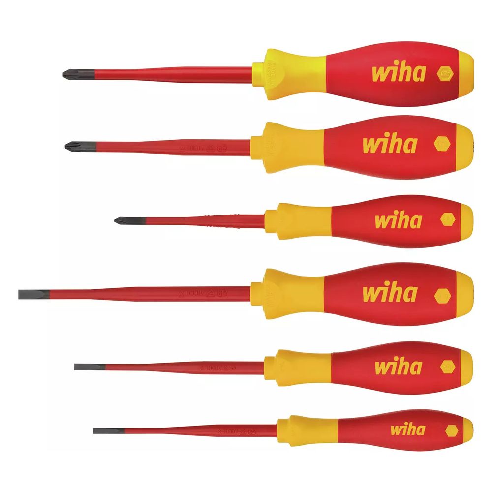 Wiha Jeu de tournevis SoftFinish electric slimFix, plat, Phillips, PlusMinus/Pozidriv, jeu de 6 pièces