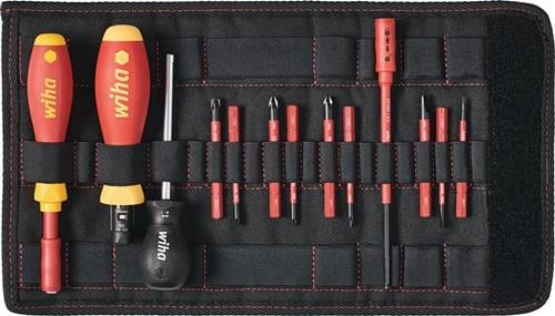 Ensemble de tournevis Wiha TorqueVario®-S électrique 0,8-5,0 Nm mixte 14 pièces avec limiteur de couple réglable en continu inclus. étui pliable (40674)