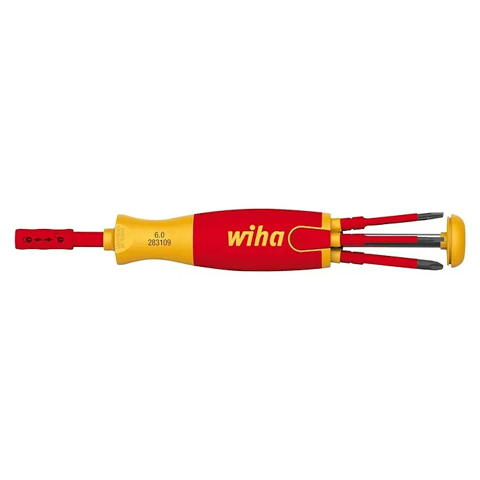 Tournevis Wiha LiftUp electric avec magasin à bits 2-en-1 - Fente, Pozidriv, PlusMinus/Pozidriv - 6 bits slim (réf. 41235)