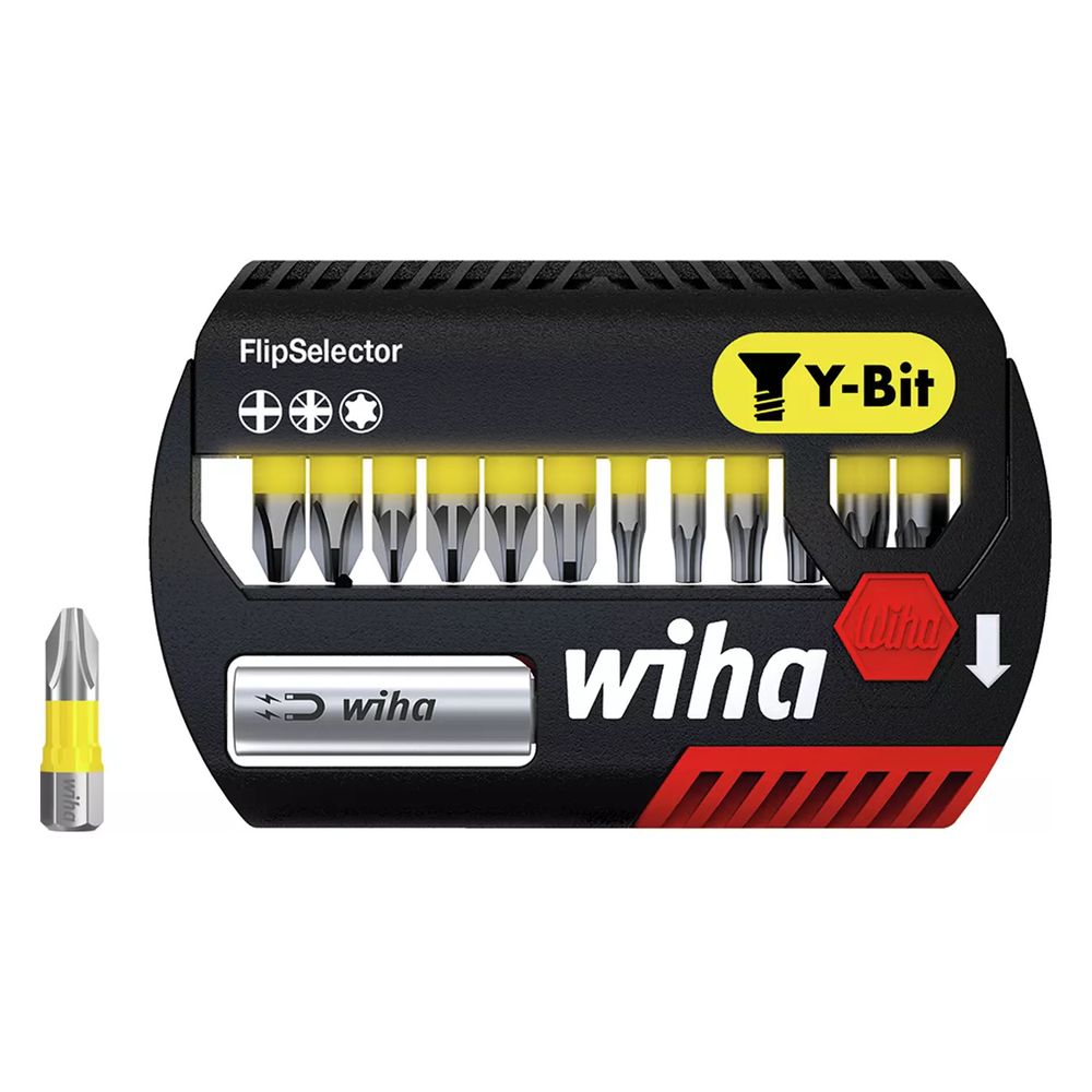 Wiha Set de bits FlipSelector Y-Bit 25 mm Phillips, Pozidriv, TORX 14 pièces - Set 1/4" C6,3 - 6 pièces
