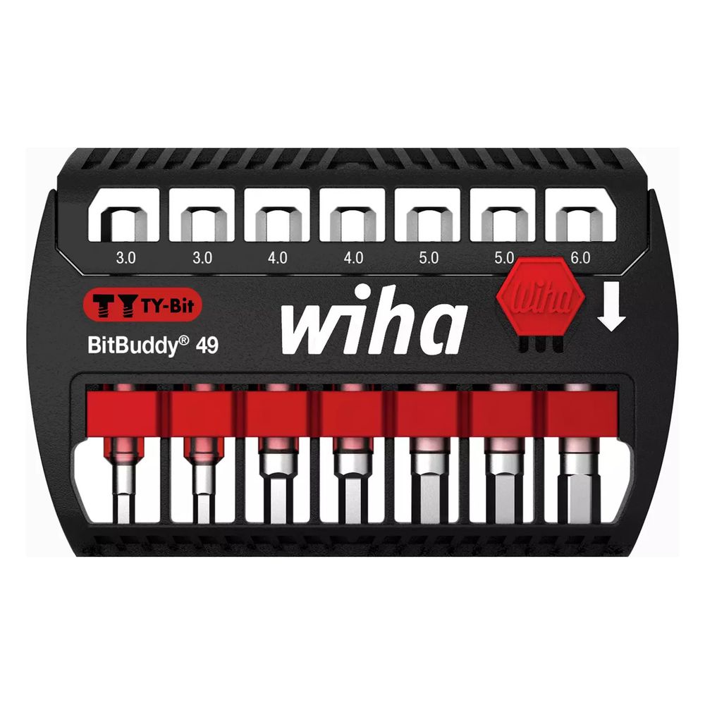 Jeu de mèches Wiha BitBuddy TY-Bit 49 mm hexagonales 7 pièces Set 1/4" E6,3