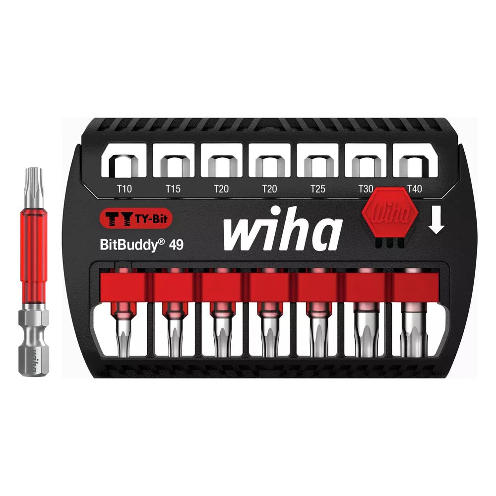 Set de mèches Wiha BitBuddy TY-Bit 49 mm TORX 7 pièces Set 1/4" E6,3
