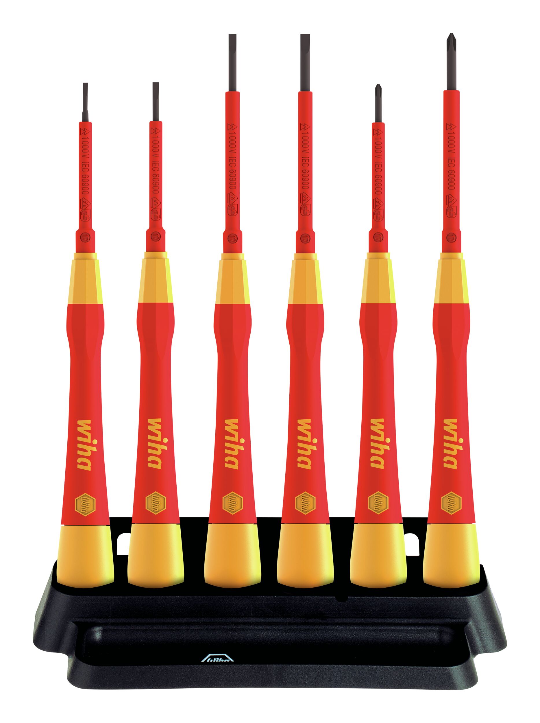 Jeu de tournevis de précision Wiha PicoFinish electric, fente et Phillips, 7 pièces avec support