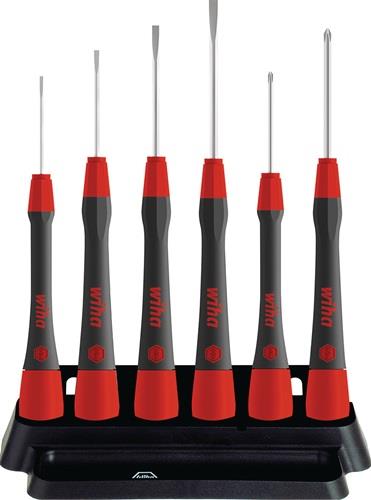 Jeu de tournevis fins PicoFinish Wiha® à fente et Phillips, set 7 pièces avec porte-outils