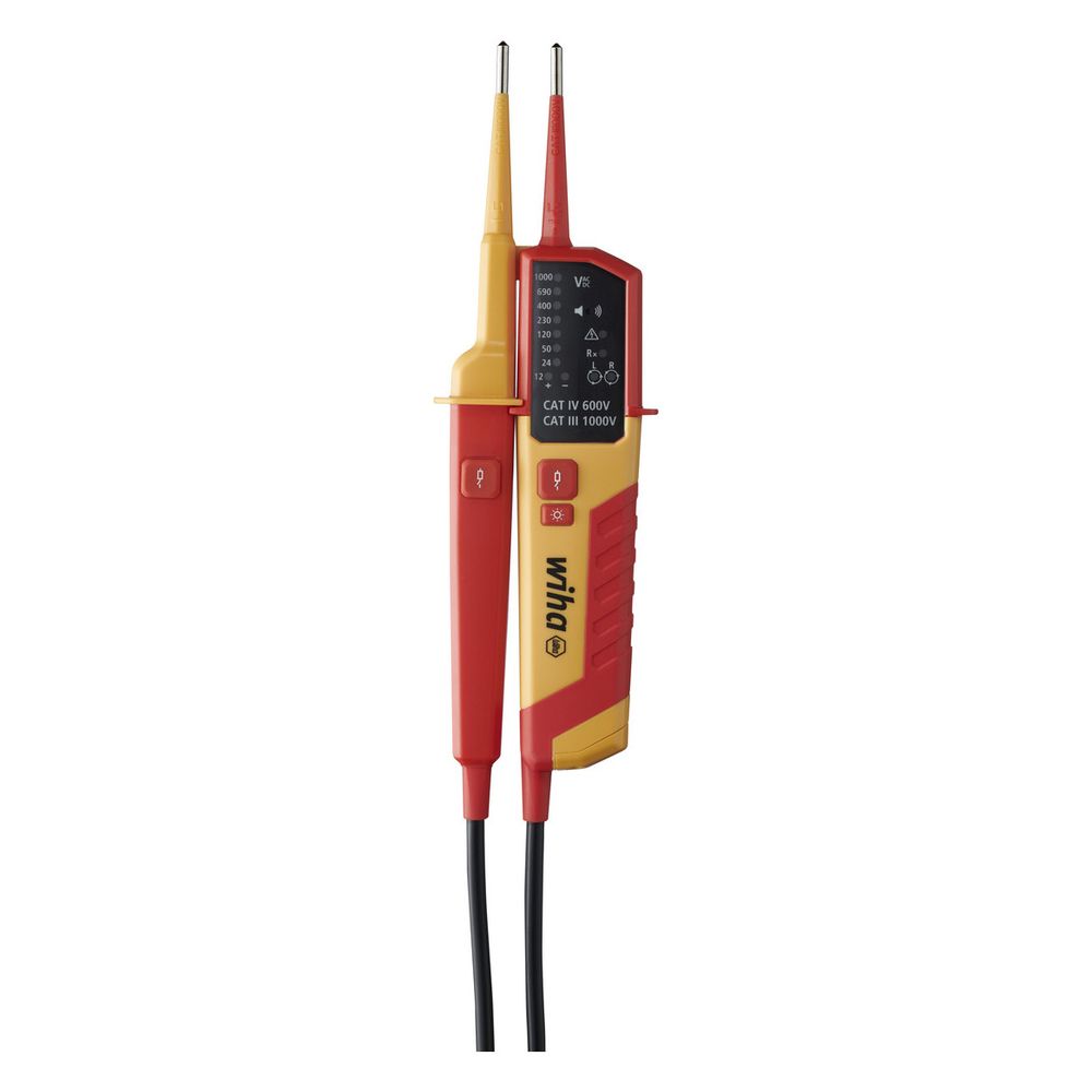 Wiha Testeur de tension et de continuité 12 - 1.000 V AC, CAT IV incl. 2x piles AAA (45216)