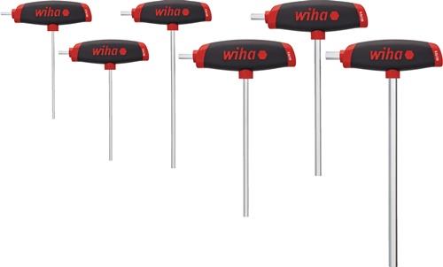 Jeu de clés à six pans Wiha ComfortGrip avec poignée transversale, 6 pièces, avec entraînement latéral, chromé mat