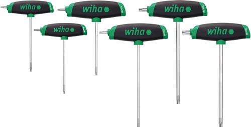 Jeu de clés Allen à poignée transversale ComfortGrip TORX Wiha (6 pièces) avec entraînement latéral, finition chromée mate