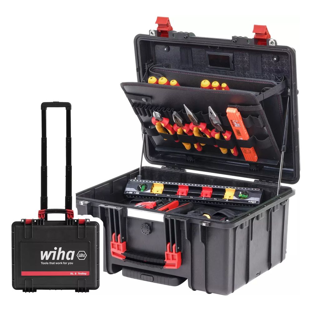 Valise d'outils Wiha XL 2 avec roues et poignée télescopique électrique 60 pièces pour électriciens