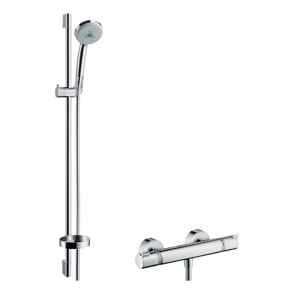 Système de douche Hansgrohe Croma 100 mural Multi, barre de douche 900 mm, chromé, mitigeur Ecostat Comfort