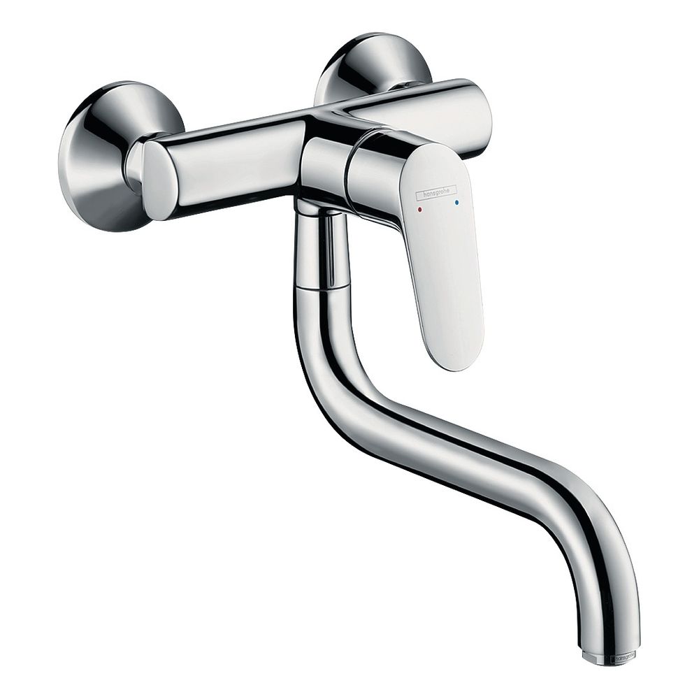 Hansgrohe Focus M41 Mitigeur de cuisine monocommande à montage mural Lowspout, 12 l/min, 1 jet, chromé
