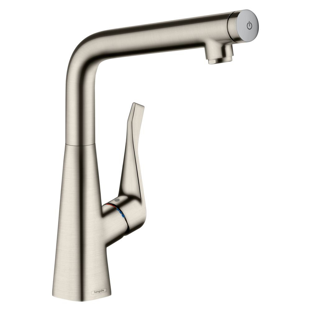 Mitigeur de cuisine monocommande Hansgrohe Metris Select M71 320 mm, 8 l/min, 1 jet, finition inox brossé