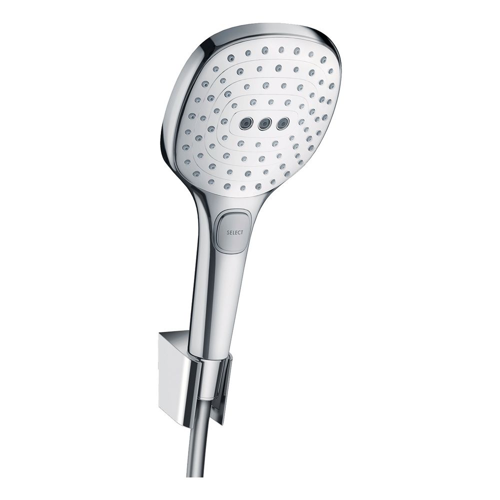 Hansgrohe Raindance Select E Set de douchette 120 mm, 14,4 l/min, 3 jets, flexible 160 cm, Blanc/Chrome