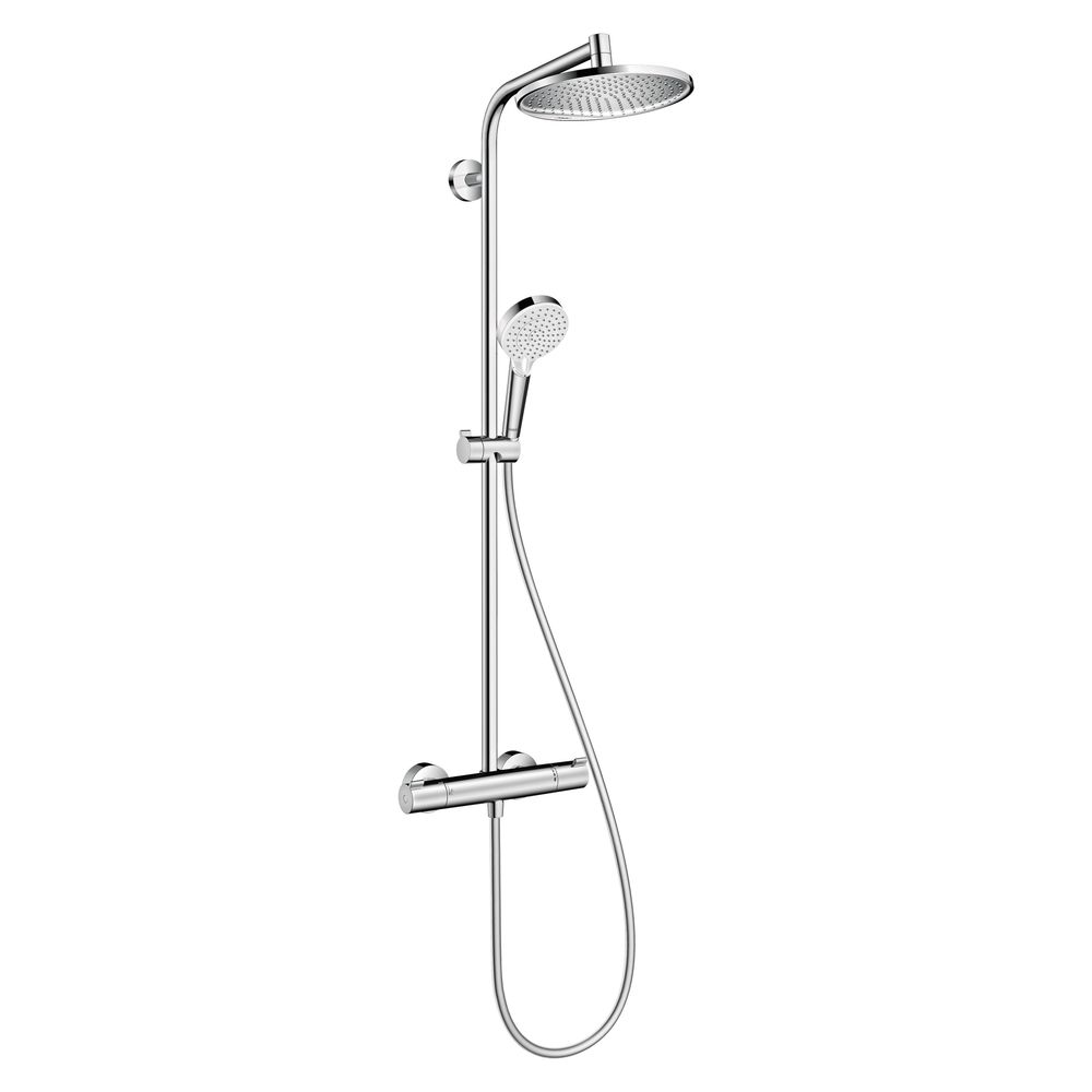 Système de douche Hansgrohe Crometta S avec colonne de douche 240 mm, 1 jet, 6,7 l/min EcoSmart, mitigeur thermostatique, chromé