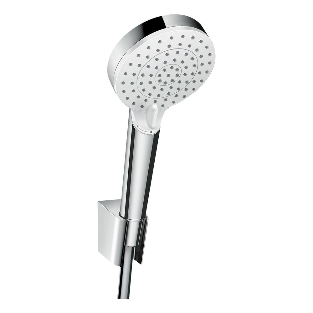 Hansgrohe Set support de douche Crometta 100 mm, 6,7 l/min, Vario EcoSmart, flexible 125 cm, Blanc/Chromé