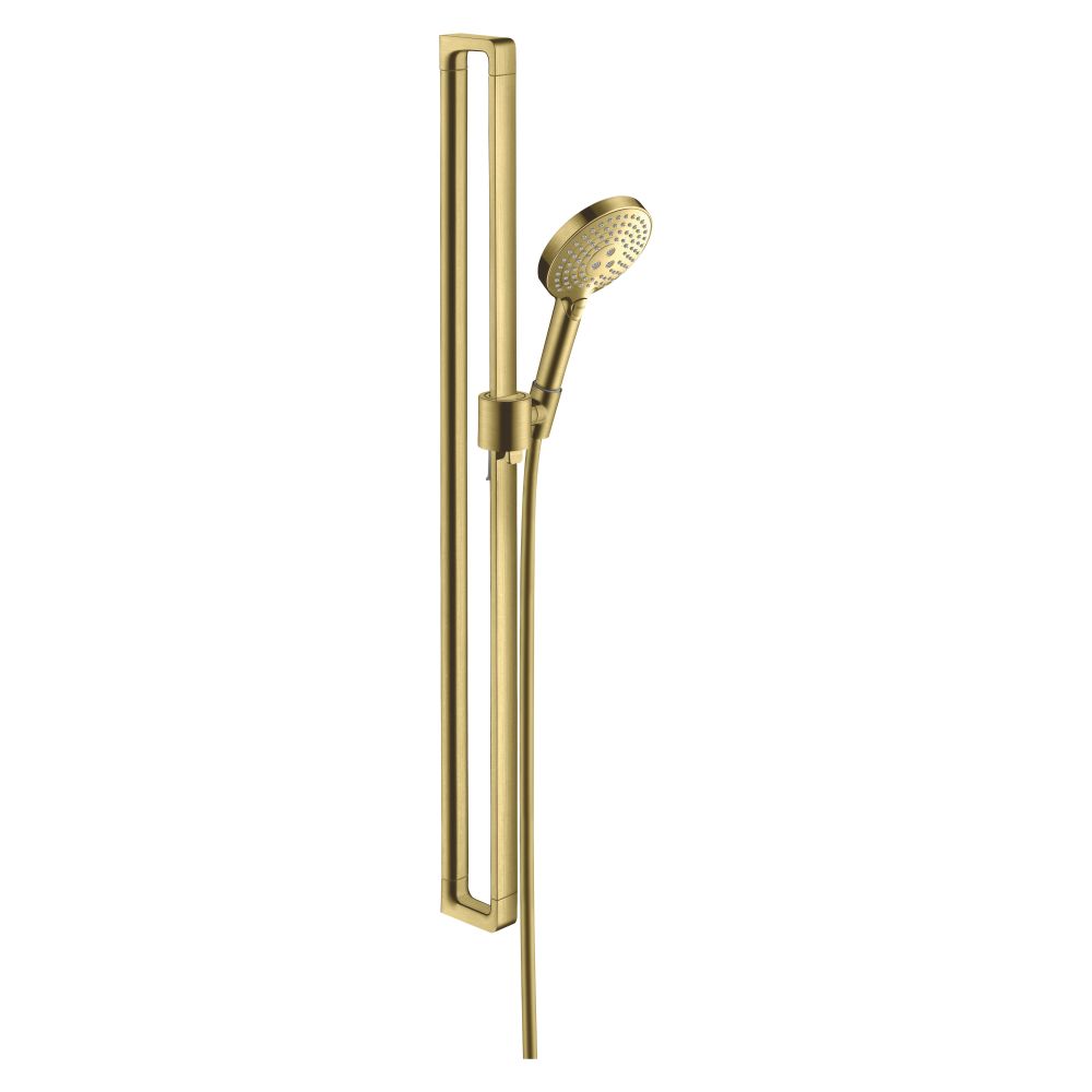 Set de douche Hansgrohe AXOR Citterio E, barre de douche 90 cm, pommeau 120 mm 3 jets, débit 15 l/min, laiton brossé