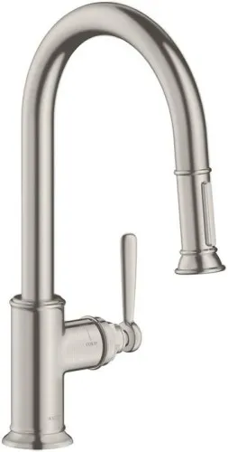 Axor HG Mitigeur de cuisine MONTREUX DN 15 avec flexible extractible, finition Inox Optic