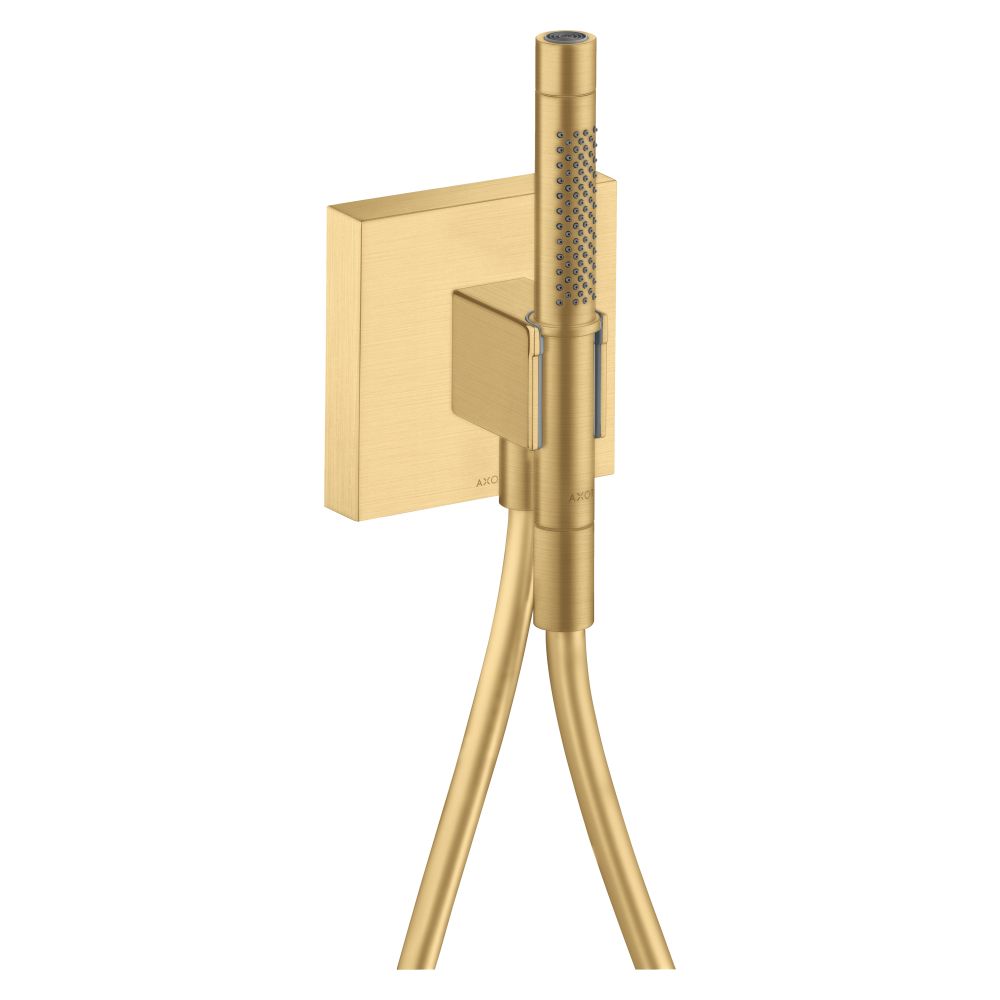 Unité de porte AXOR Starck, 16,2 l/min, 120x120 mm, douchette à main fixe 2 jets, flexible de douche, finition or brossé