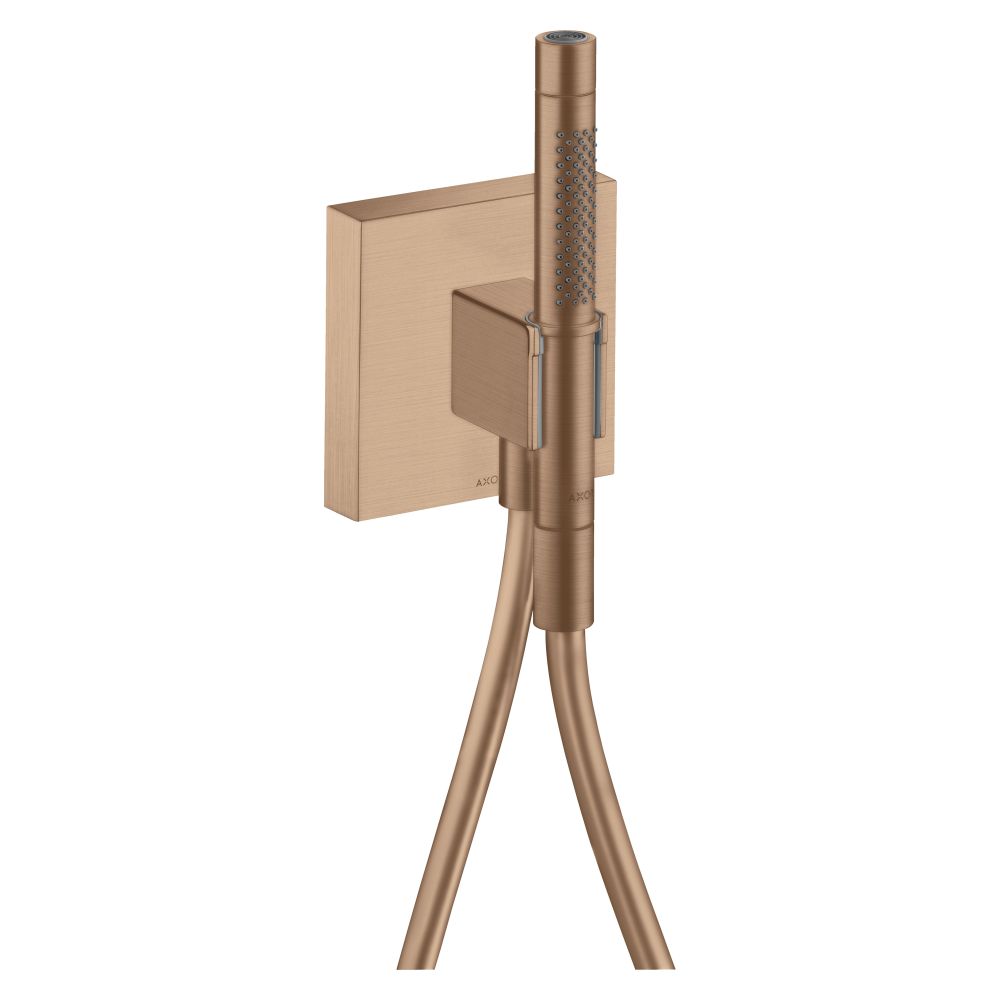 Unité de porte AXOR Starck, 16,2 l/min, 120x120 mm, douchette à main fixe 2 jets, flexible de douche, finition rouge or