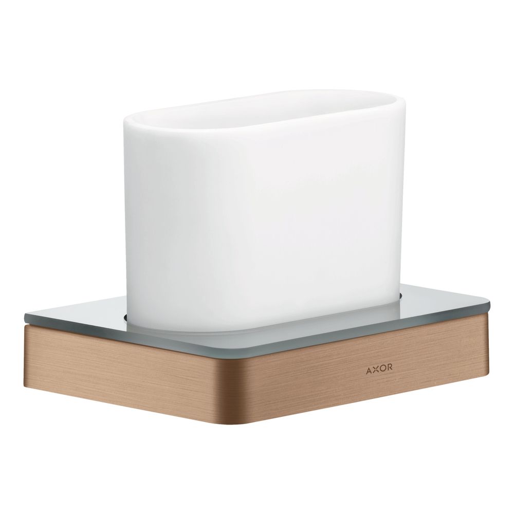 Gobelet à dents Hansgrohe AXOR Universal Softsquare, fixation murale, métal/verre, rouge or brossé