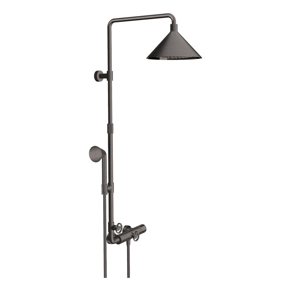 Hansgrohe AXOR Showers/Front Colonne de douche, mitigeur thermostatique, pommeau de tête 240 mm, 21 l/min, 2 jets, DN 15, Chrome brossé noir