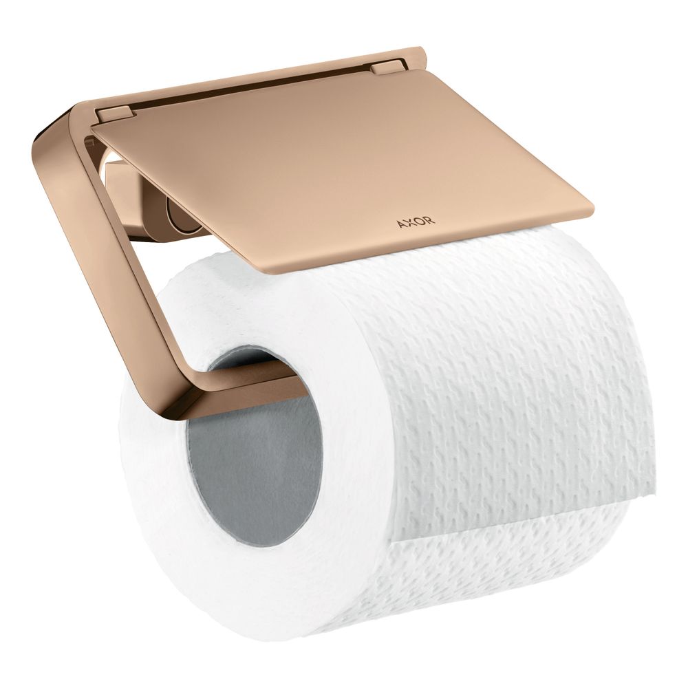 Support à papier toilette AXOR Universal Softsquare Hansgrohe, couvercle, rouge or poli