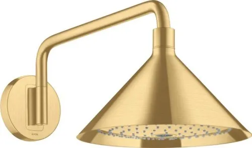 Pommeau de douche Hansgrohe AXOR Showers/Front, 240 mm, 15 l/min, 2 jets, flexible de douche, finition Or brossé