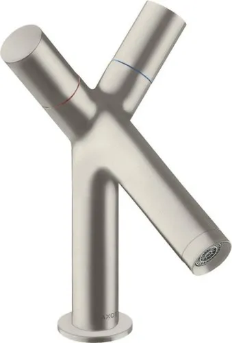 Robinetterie de lavabo à deux poignées AXOR Starck 80 STARCK DN15 avec évacuation à tige de traction 1 1/4" finition acier inoxydable