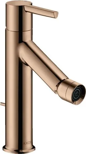 Mitigeur monocommande pour bidet AXOR STARCK DN 15 avec bec verseur et robinetterie de vidange à tige de traction G 1 1/4, finition or rouge poli
