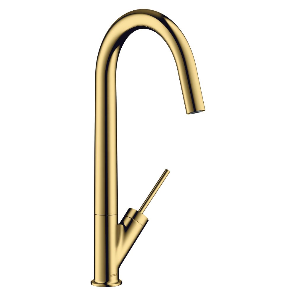 Mélangeur de cuisine monocommande Hansgrohe AXOR Starck, bec pivotant, ComfortZone 300, finition or poli