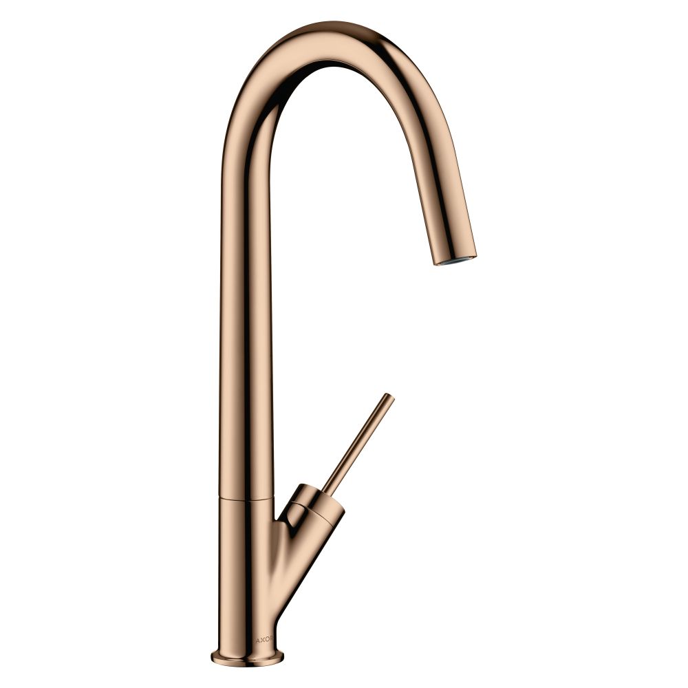 Mélangeur de cuisine monocommande Hansgrohe AXOR Starck, bec orientable, ComfortZone 300, Rouge Or poli